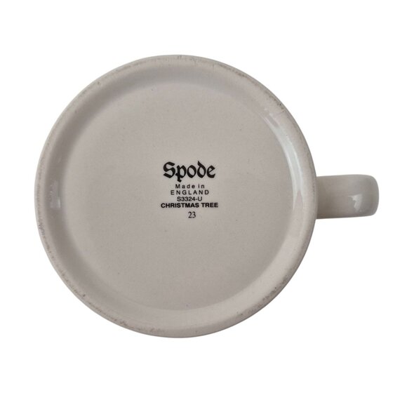 Spode Christmas Tree Mug Set of 2 Green Trim England S3324 Vintage Earthenware - Picture 3 of 10